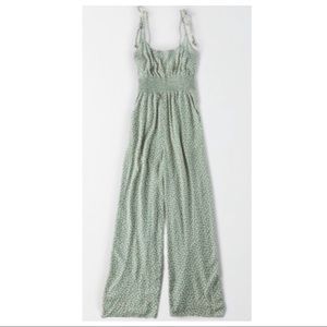 American Eagle Floral Printed Tie Strap Jumpsuit